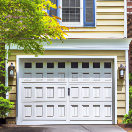Suburban Summit, NJ home exterior with a closed garage door, driveway, and seasonal foliage, natural light, no people.