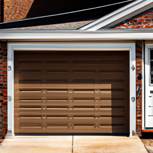 Suburban Summit, NJ home with a closed insulated garage door and brick facade, daylight scene.