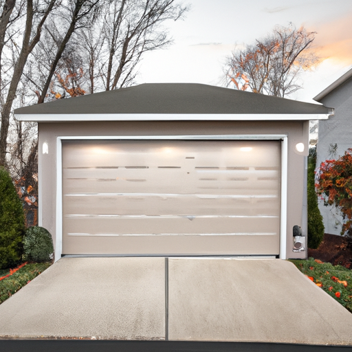 Suburban Summit, NJ garage door exterior with visible hardware and driveway at late afternoon; no people.