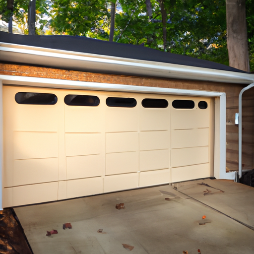 Suburban Summit, NJ garage exterior with modern insulated sectional door partially open and new bottom seal.